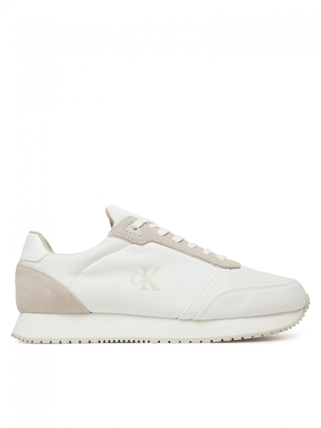 Calvin Klein Jeans Sneakersy Runner Sock Laceup Mg Canvas YM0YM01217 Bílá